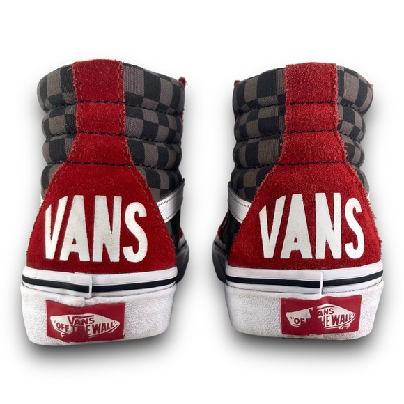 Vans Sk8 Hi Checkerboard Sneakers 508357 Skate Shoes Red Black Gray Youth 1.5 - Picture 6 of 9
